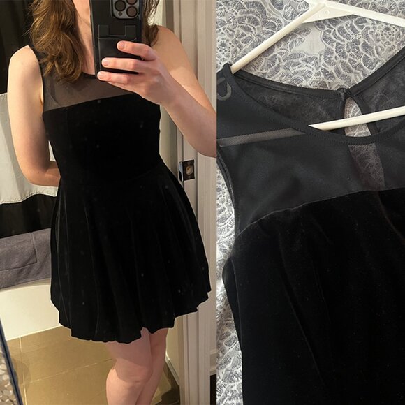 Forever 21 Black Velvet Short Holiday Dress Size Small - Picture 1 of 8